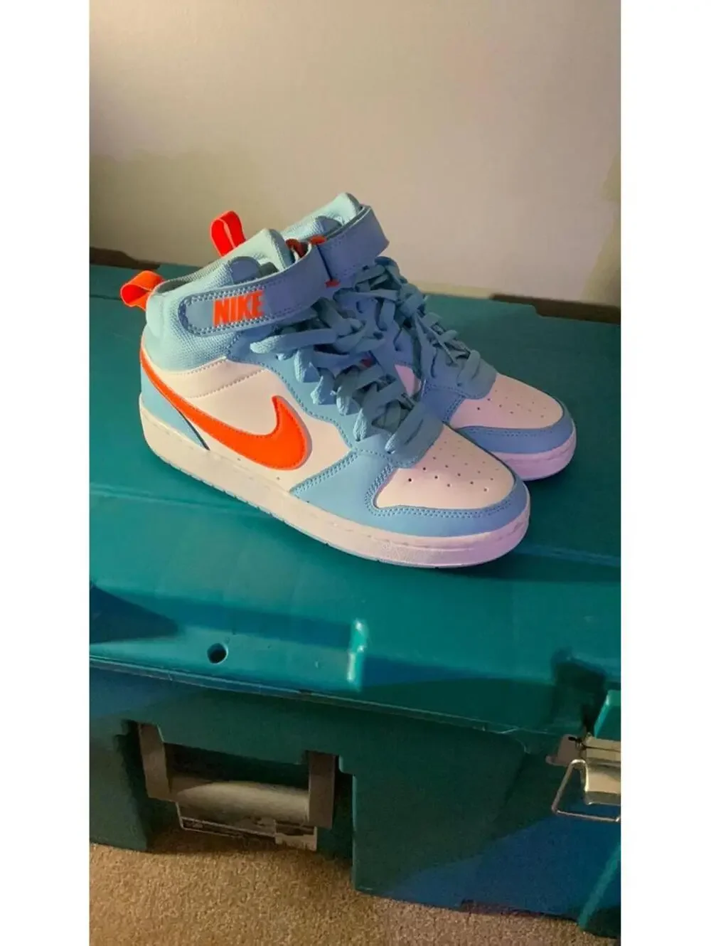 Nike High-Top‎ Sneakers Light Blue White Orange Swoosh